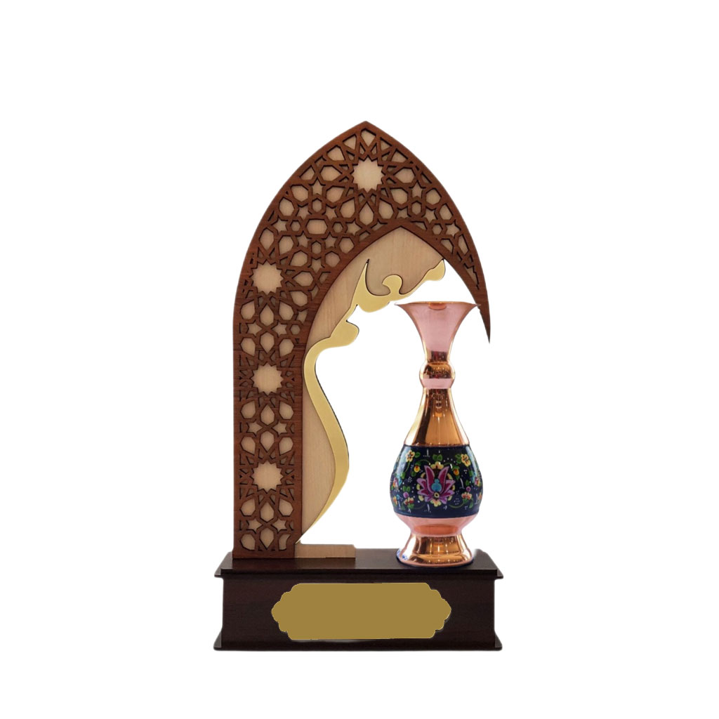تندیس روز معلم گلدان مس پرداز ارتفاع 16